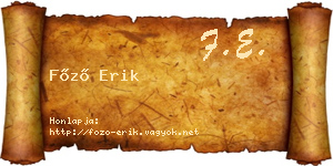 Főző Erik névjegykártya